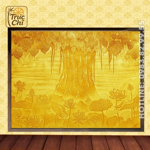 Tranh Trúc Chỉ Bồ Đề Hoa Sen ABS01B Thủ Công