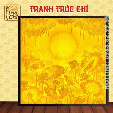 Tranh Trúc Chỉ Phòng Thờ Sen - Bồ Đề ABS03A 120x120