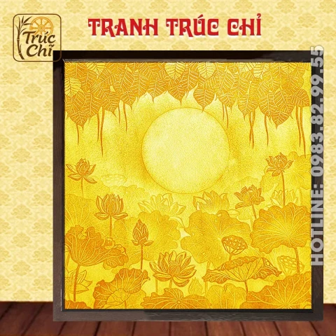 Tranh Trúc Chỉ Phòng Thờ Sen - Bồ Đề ABS03A