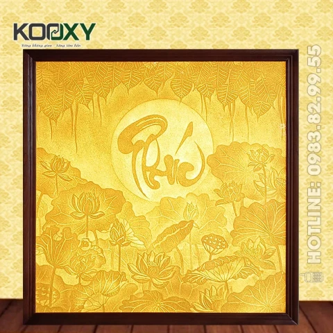 Tranh Trúc Chỉ Bồ Đề Hoa Sen chữ Phúc ABS03B