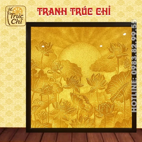 Tranh Trúc Chỉ Phòng Thờ Sen - Ánh Trăng AS02A - 61x61