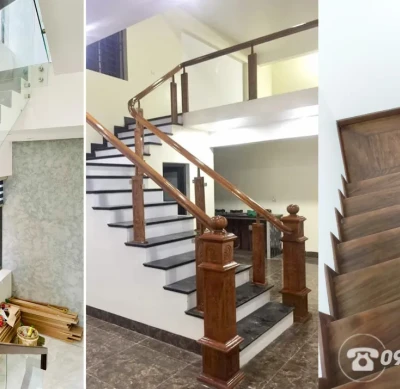 Thiết kế thi công Cầu thang Gỗ, Kính, Tay vịn cầu thang đẹp