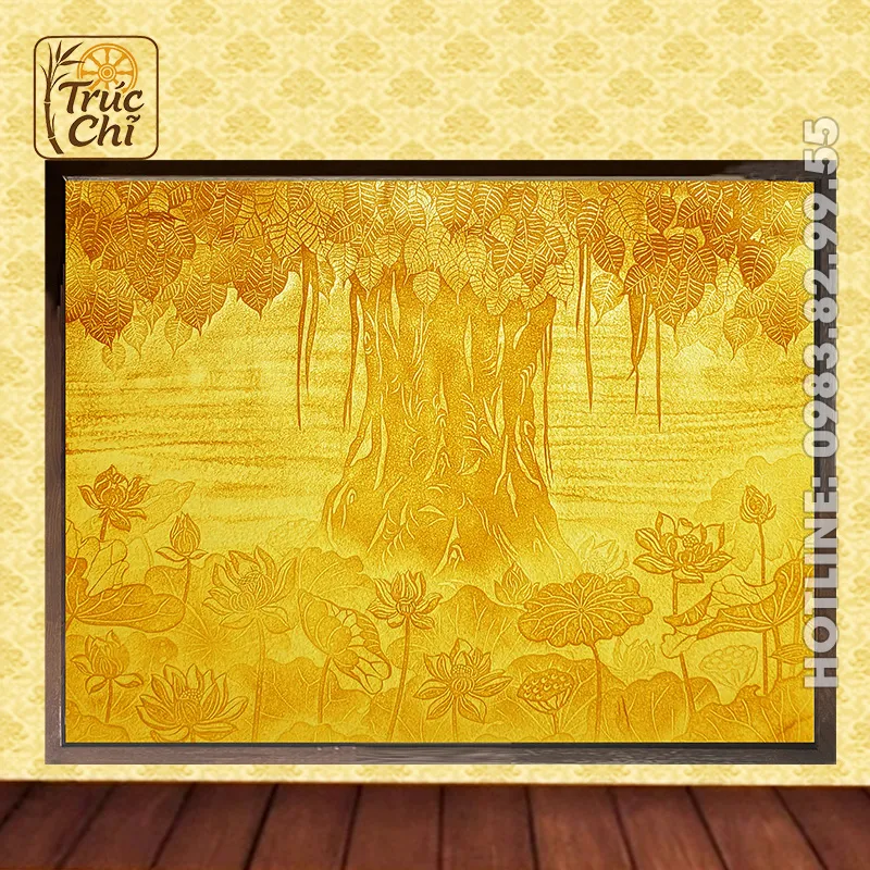 Tranh Trúc Chỉ Bồ Đề Hoa Sen