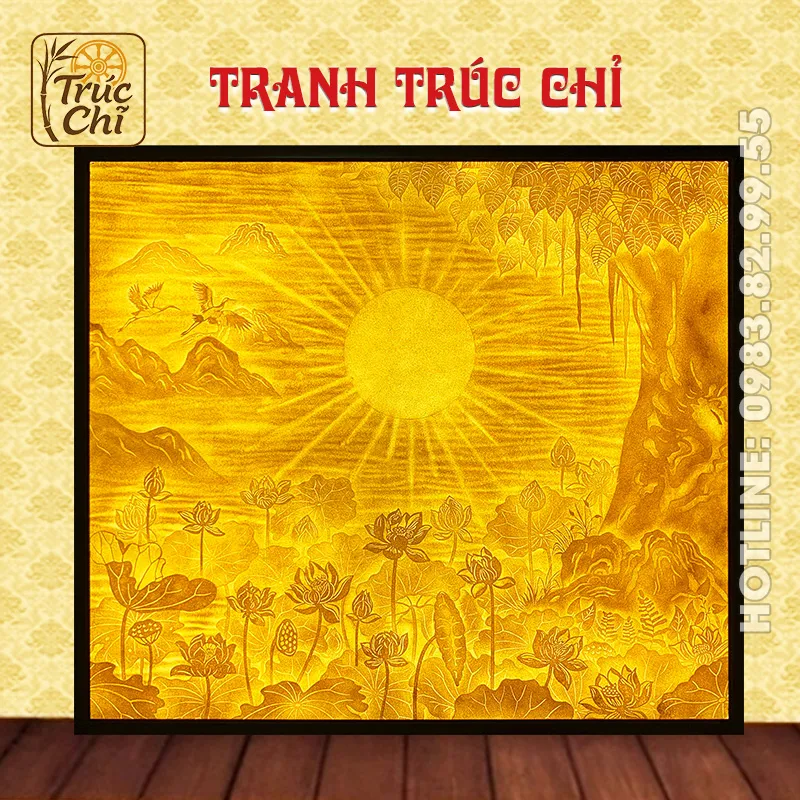 Tranh Trúc Chỉ Bồ Đề Ao Sen