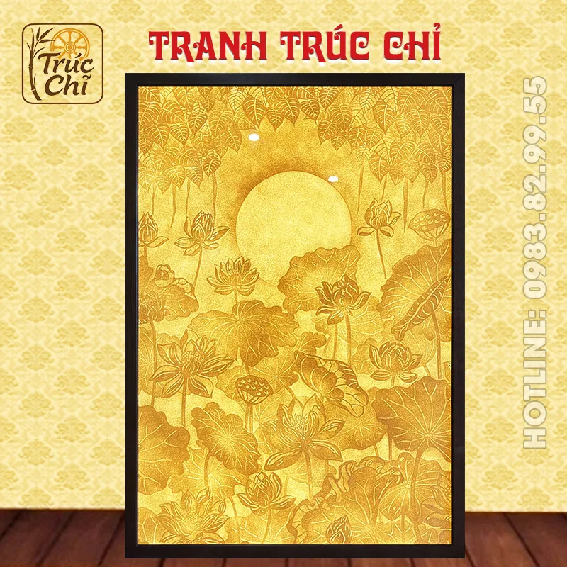 Tranh Trúc Chỉ Bồ Đề Ao Sen