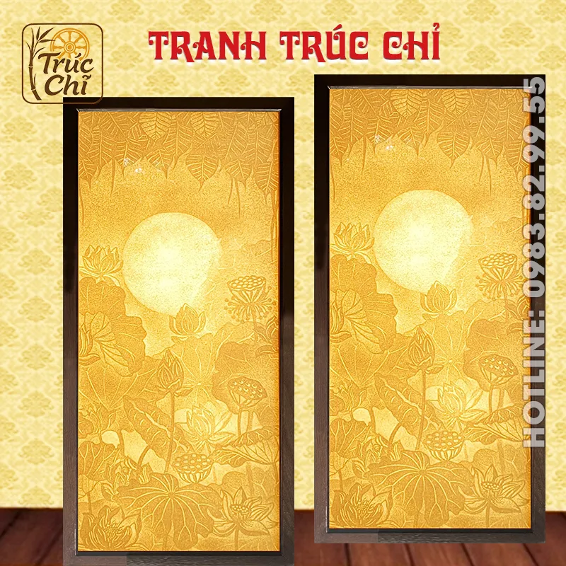 Tranh Trúc Chỉ Bồ Đề Ao Sen