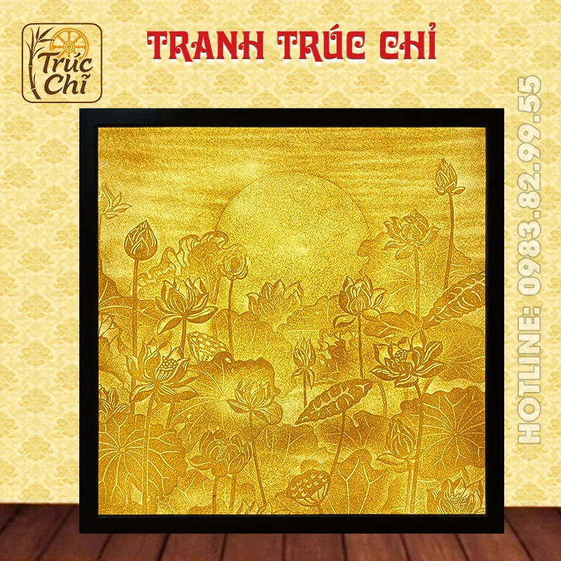 Tranh Trúc Chỉ Sen Ánh Trăng