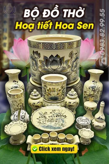 Bộ Đồ Thờ Gốm Chu Đậu - Hoa Sen