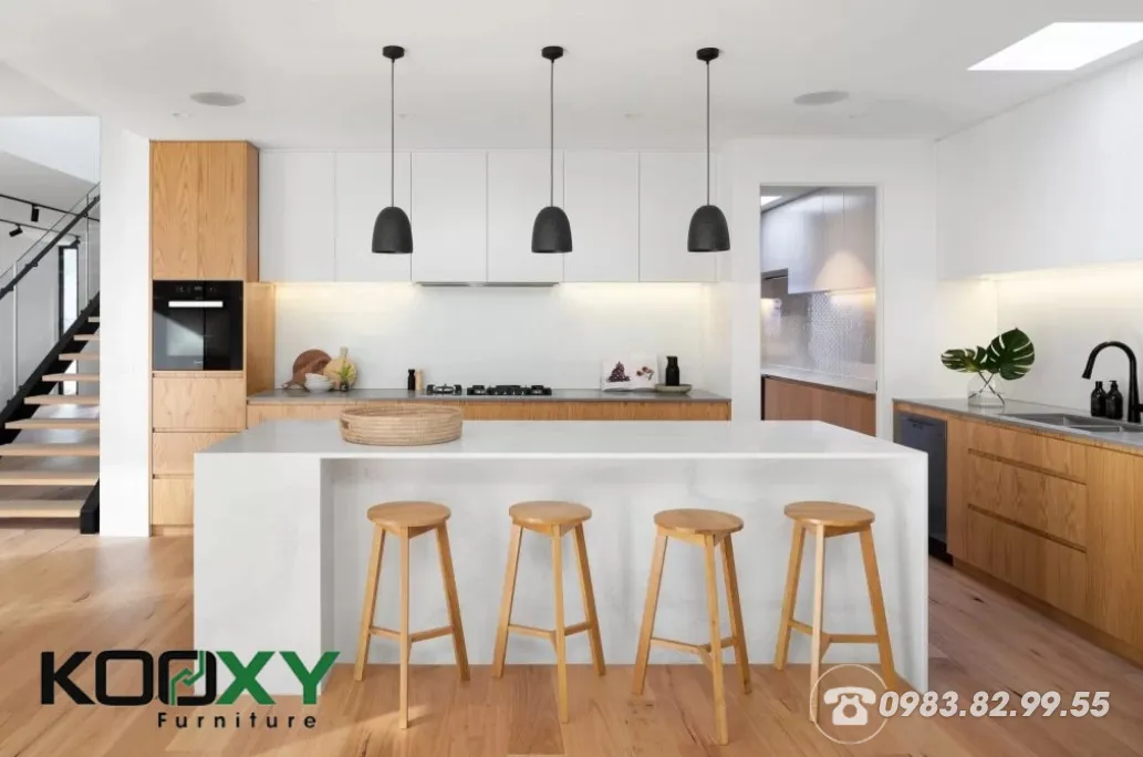 Mẫu nội thất tủ bếp và quầy bar gỗ An Cường Hải Dương