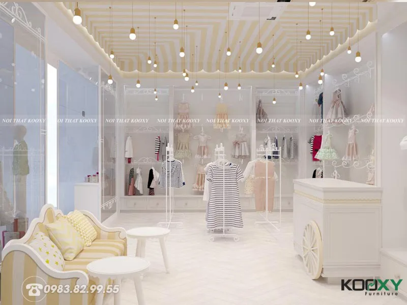 Thiết kế shop quần áo trẻ em nên đối tượng hướng tới chính là các bé ngây ngô