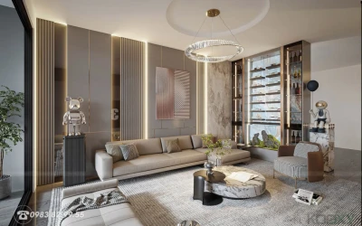 Thiết kế nội thất vách ngăn phòng khách