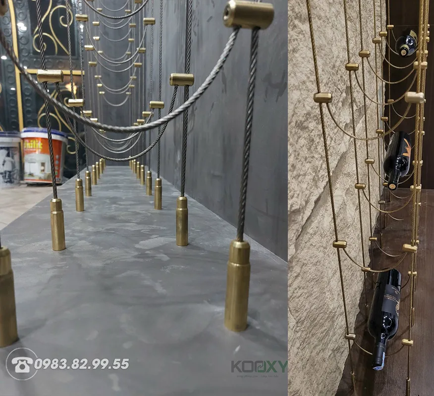 Giá treo rượu vang dây cáp